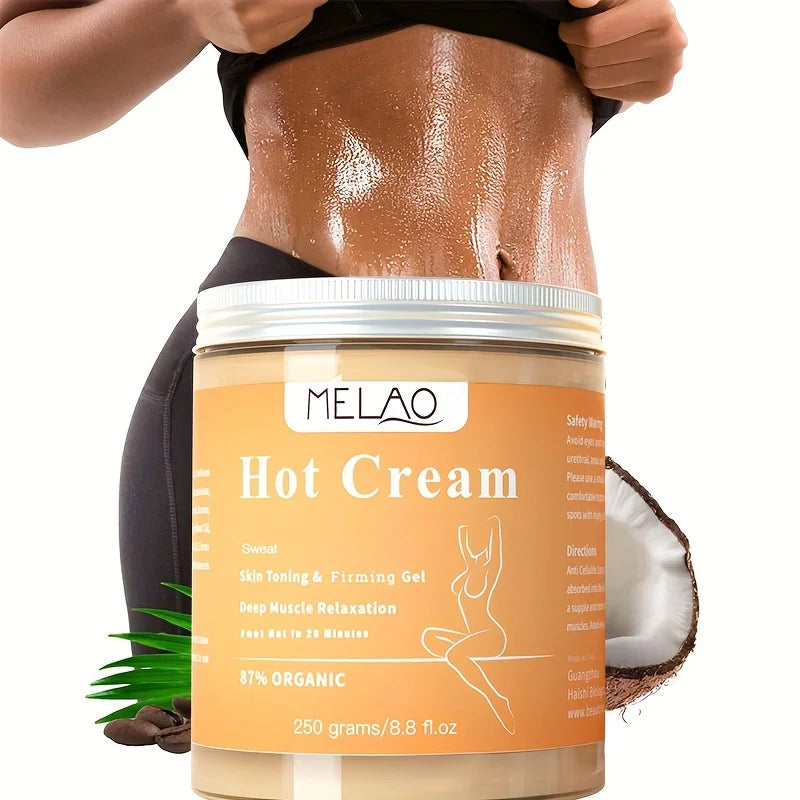 Hot Cream Massage Gel - Natural and 87% Organic Anti Cellulite Slimming Lotion Fat Burning