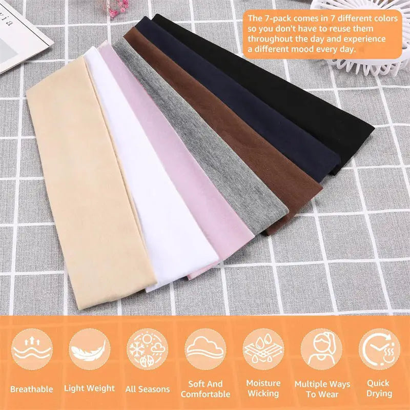 7PCS Elastic Sports Headbands For Women